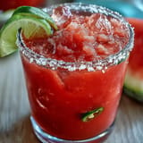 Spicy-sweet watermelon jalapeño mocktail, perfect for festive, alcohol-free sipping.