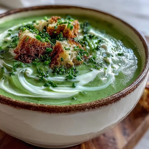 Steaming bowl of tender Creamy Broccoli Soup ready for a cozy meal.