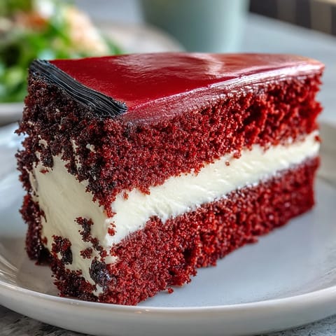 Freshly sliced Betty Boop Cake reveals vibrant red velvet layers and smooth cream cheese buttercream, ready to serve.