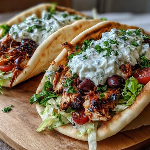 Golden-brown, charred chicken thighs marinated in garlic, oregano, and lemon for Mediterranean Chicken Gyros, ready to be sliced.