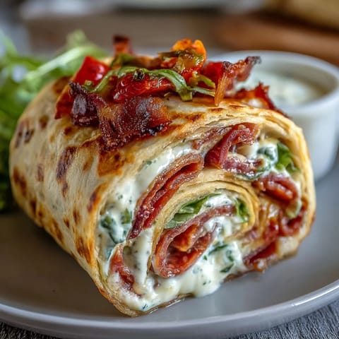 Colorful Italian sub pinwheels filled with pepperoni, roasted peppers, and lettuce, perfect for party platters or lunchbox snacks.