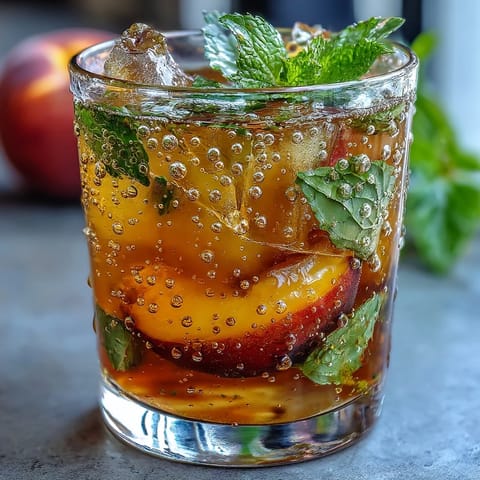 Sweet peach, tart lemonade, and subtle green tea blend in this cool drink.