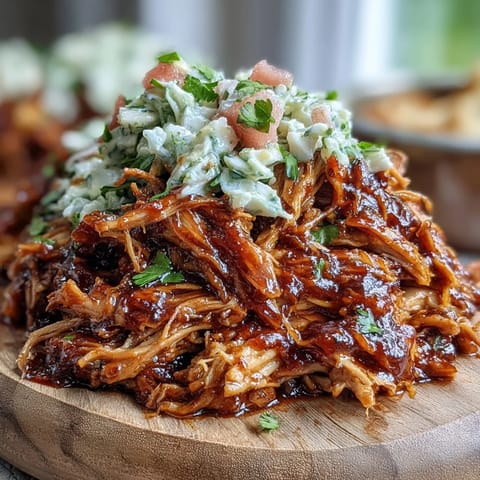 Festive Southern Juneteenth BBQ pulled pork served alongside refreshing watermelon slaw.