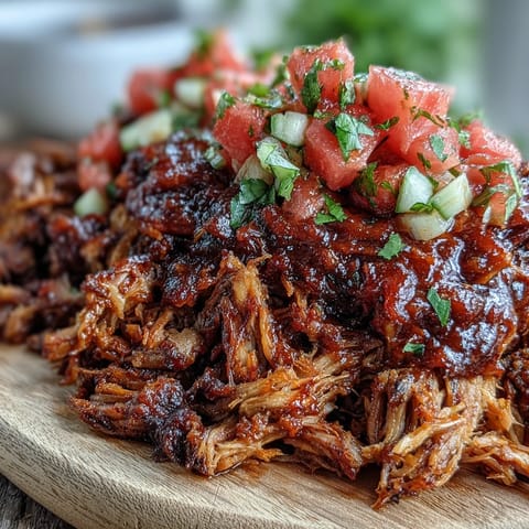 Tender, smoky Juneteenth BBQ pulled pork piled high with crisp watermelon slaw.
