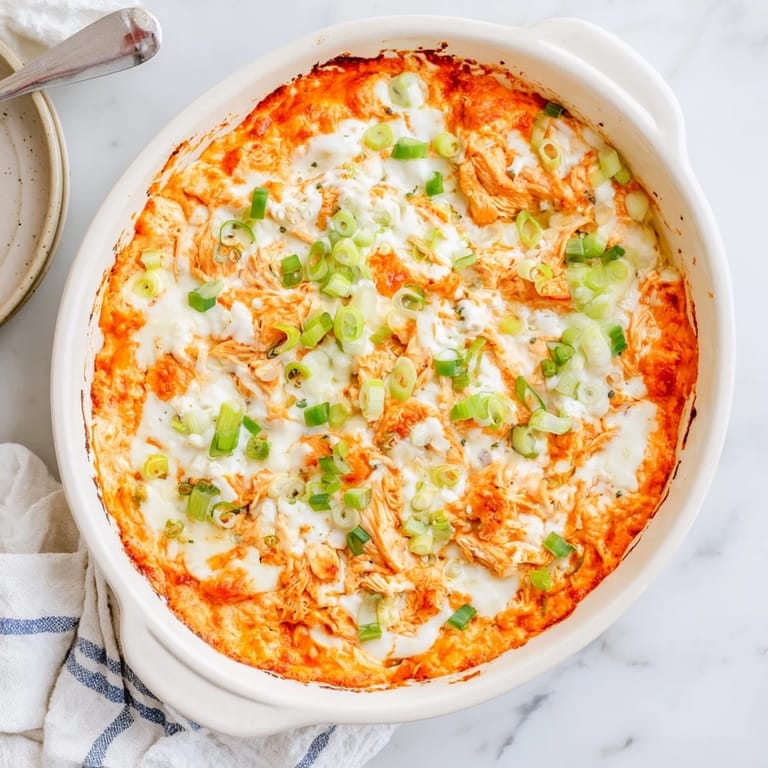 Served warm in a baking dish with crunchy celery sticks for dipping.