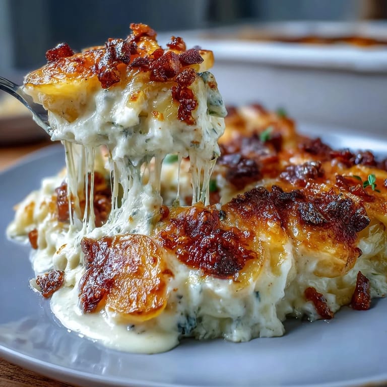 Cheesy, creamy potato bake with Gruyère and Parmesan, baked until golden brown and bubbling.  