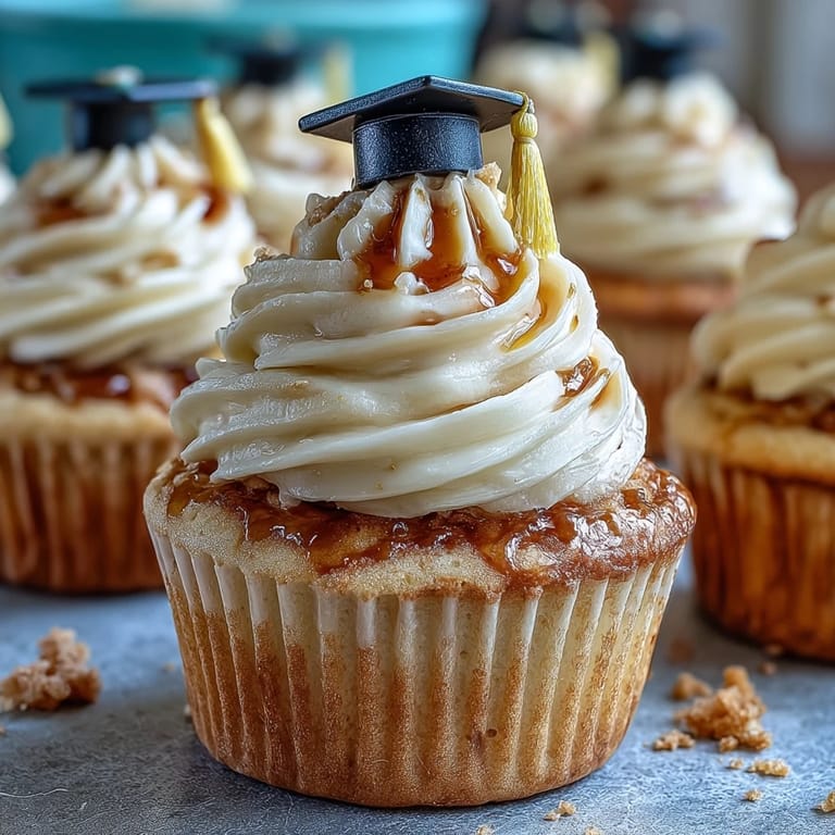 Celebrate success with these adorable vanilla cupcakes, decorated with buttercream and charming fondant graduation caps for your party dessert table.