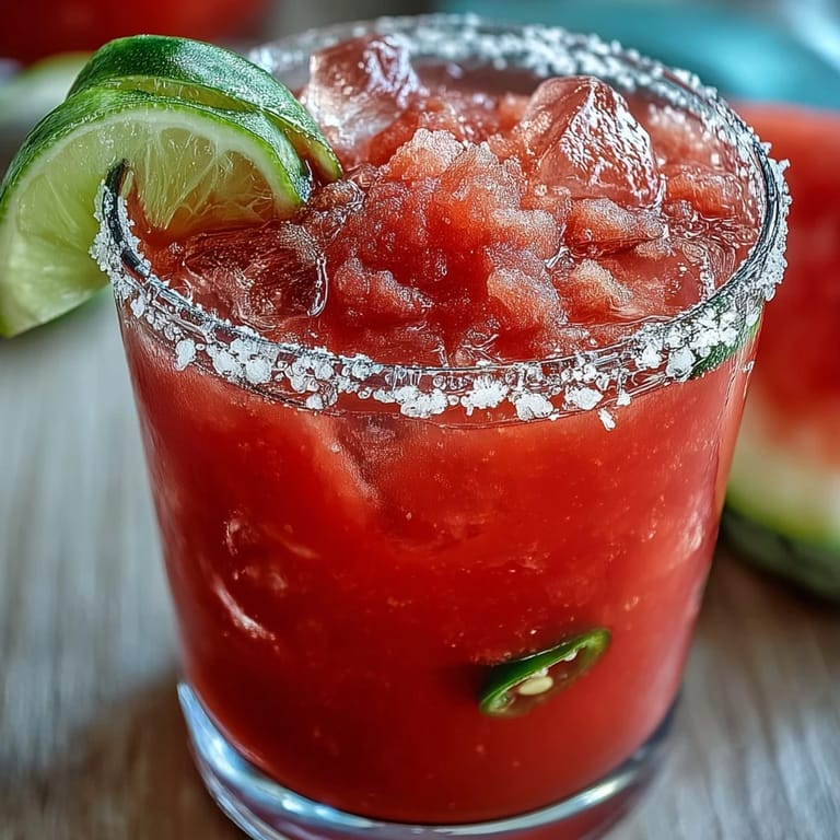 Spicy-sweet watermelon jalapeño mocktail, perfect for festive, alcohol-free sipping.