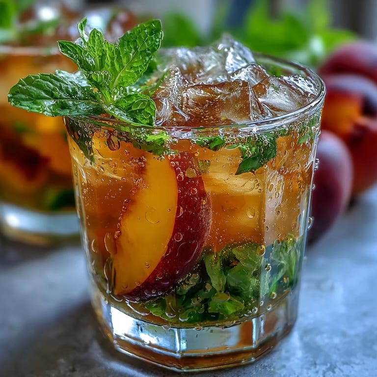 Copycat Starbucks Iced Peach Green Tea Lemonade, perfect for a hot day.
