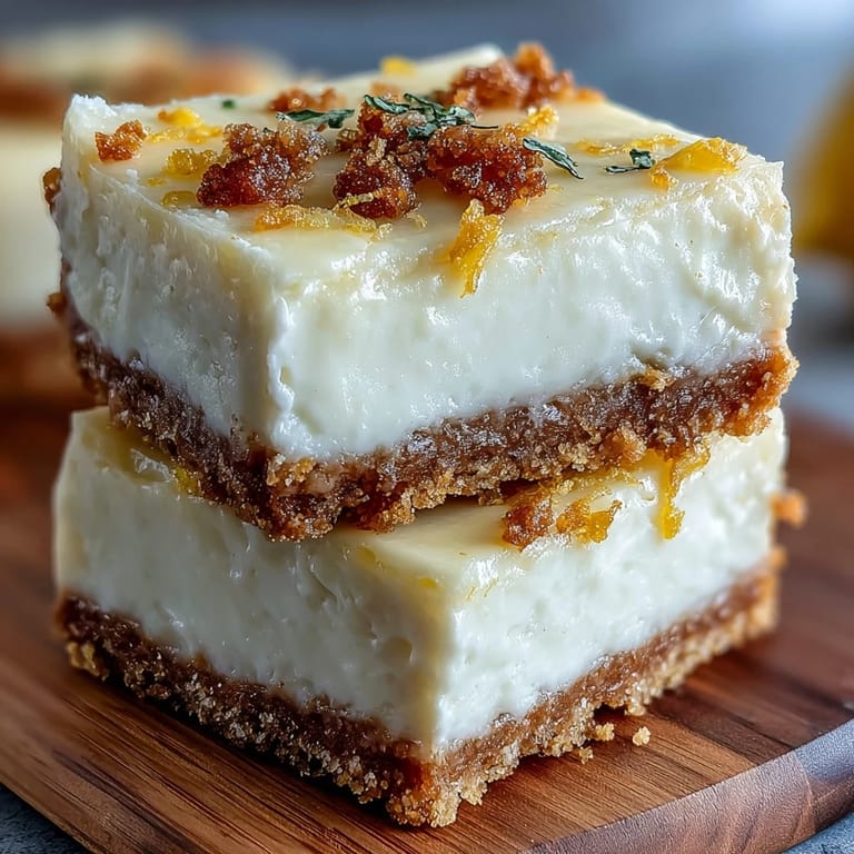 Bright and tangy no-bake skyr lemon cheesecake bars, perfectly chilled for dessert.