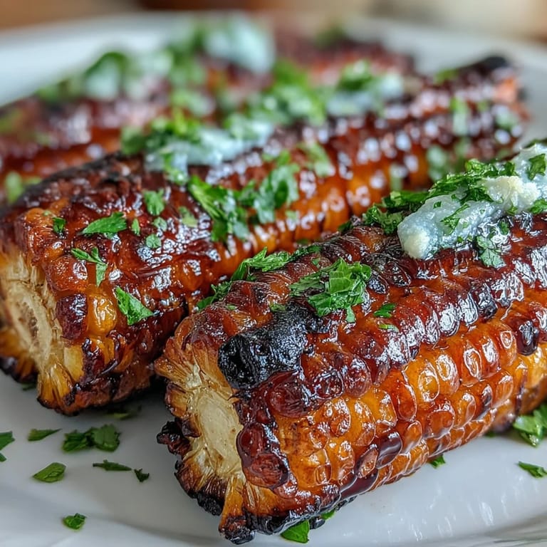 Juicy, grilled corn ribs glistening with tangy chili lime butter, ready to enjoy.