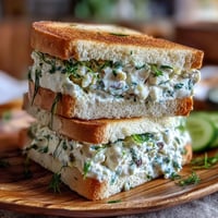 Kentucky Derby Benedictine Tea Sandwiches with creamy cucumber spread on fresh white bread, garnished with dill and chives.