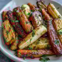 Honey roasted carrots and parsnips with thyme, caramelized and golden, perfect alongside roasted ham.  