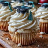 Simple Graduation Cupcakes with Cap Fondant Toppers, featuring moist vanilla cake topped with buttercream and fondant graduation caps for a festive celebration.
