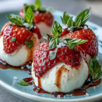 Fresh Strawberry Caprese Salad with Mozzarella, a colorful summer starter.