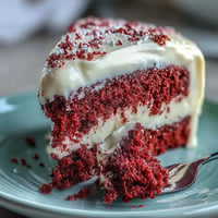 Vibrant Juneteenth Red Velvet Cake with fluffy cream cheese frosting, ready to serve.